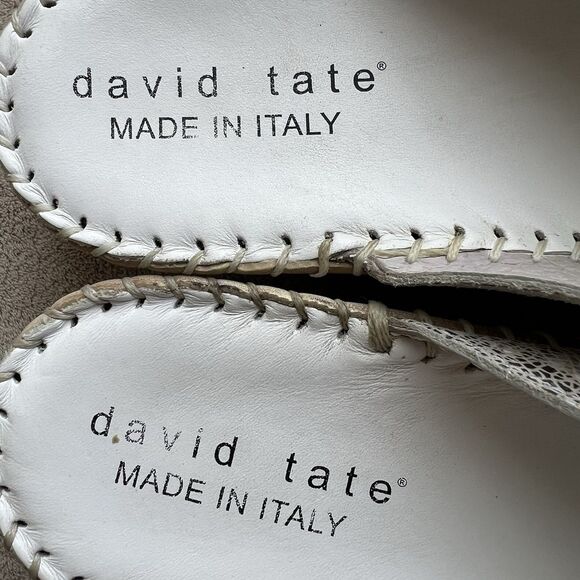 David Tate White w/ Crackle Bronze Leather Wedge Heel Slide Sandals Women 10 N - Picture 13 of 16